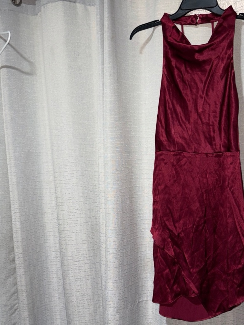 Socialite Satin High-Low Burgundy Cocktail Dress